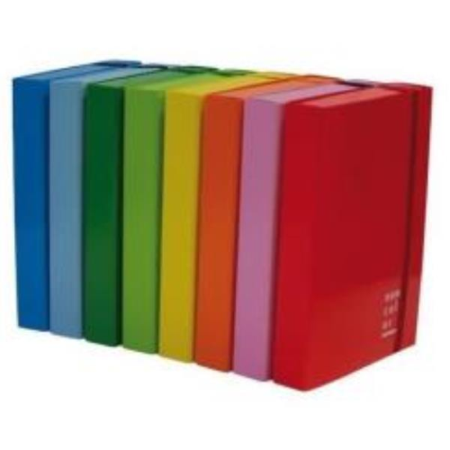 BREFIOCART NEW COLOR CARTELLE C/ELASTICO PIATTO IN CARTONCINO PLASTIFICATO 250X350MM A4 DORSO 3CM COL. BLU